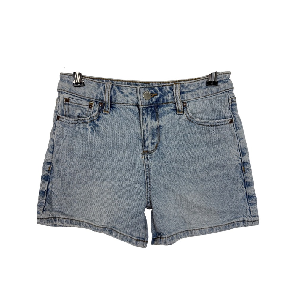 RSQ Mid Length Denim Shorts Girls Size 10 Light Wash Blue Stretch Casual